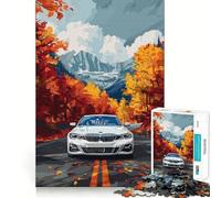 Jigsaw Puzzle1000 Pieces BMW Mi Nature White Car Fine Joint Fun, Brain Boosting Play, Quiet Game Time, Xmas Leisure Gift (38x26cm)