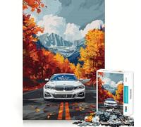 Jigsaw Puzzle1000 Pieces BMW Mi Nature White Car Fine Joint Fun, Brain Boosting Play, Quiet Game Time, Xmas Leisure Gift (50x75cm)