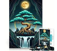 Jigsaw Puzzle1000 Pieces Bonsai Tree Waterfall Fine Joint Fun, Brain Boosting Play, Quiet Game Time, Xmas Leisure Gift (38x26cm)