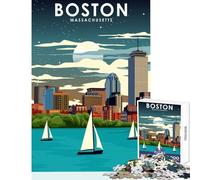 Jigsaw Puzzle1000 Pieces Boston at Night Travel Art Jigsaw Puzzles for Adults Stress Reliever Difficult And Challenge Addictive Toys to Cultivate Patience (38x26cm)