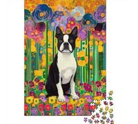 Jigsaw Puzzle1000 Pieces Boston Terrier Art Print Puzzle for Adults Anti-Stress Toys Perfect Decoration Unique Gifts for Birthday And Christmas 38x26cm/1000pcs