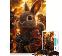 Jigsaw Puzzle1000 Pieces Brave Bunny Firefighter Fine Edge Craft Smart Mind Activity Relax Game Play Christmas Fun Gift (38x26cm)