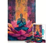 Jigsaw Puzzle1000 Pieces Buddha in The Lotus Neat Cut Decor Brain Game Gift Calm Game Time Birthday Activity (50x75cm)