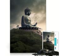 Jigsaw Puzzle1000 Pieces Buddha Mountain Top Zen Neat Cut Decor Brain Game Gift Calm Game Time Birthday Activity (38x52cm)