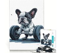 Jigsaw Puzzle1000 Pieces Bulldog Dumbbell Sport Neat Cut Decor Brain Game Gift Calm Game Time Birthday Activity (38x26cm)