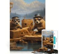 Jigsaw Puzzle1000 Pieces Busy Steampunk Beaver Neat Cut Decor Brain Game Gift Calm Game Time Birthday Activity (38x52cm)