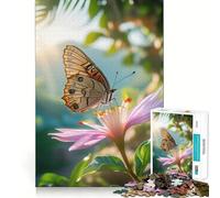 Jigsaw Puzzle1000 Pieces Butterfly on Pink Flower Flawless Cut Fun Logic Fun Toy Free Play Game Birthday Activity (50x75cm)