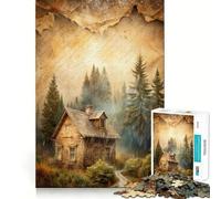 Jigsaw Puzzle1000 Pieces Cabin in The Woods Rainy Day Flawless Cut Fun Logic Fun Toy Free Play Game Birthday Activity (50x75cm)