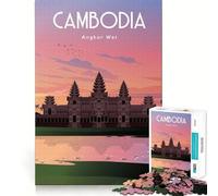 Jigsaw Puzzle1000 Pieces Cambodia Flawless Cut Fun Logic Fun Toy Free Play Game Birthday Activity (38x26cm)