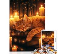 Jigsaw Puzzle1000 Pieces Candlelit Cat's Dream Brain Teaser Game for The Whole Family Home Decoration Toys Wishlist with Santa Claus (50x75cm)