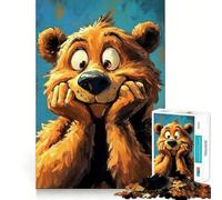 Jigsaw Puzzle1000 Pieces Cartoon Bear Portrait with Goofy Expression Flawless Cut Fun Logic Fun Toy Free Play Game Birthday Activity (38x52cm)