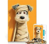 Jigsaw Puzzle1000 Pieces Cartoon Dog Mummy on Orange Background Flawless Cut Fun Logic Fun Toy Free Play Game Birthday Activity (50x75cm)