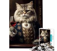 Jigsaw Puzzle1000 Pieces Cat Aristrocat Champagne Brain Intelligence Challenge Addictive Toys Hands-on Game Birthday Present Secret Santa Gifts (Size 75x50cm)