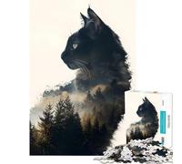 Jigsaw Puzzle1000 Pieces Cat Double Exposure Brain Intelligence Challenge Addictive Toys Hands-on Game Birthday Present Secret Santa Gifts (Size 75x50cm)