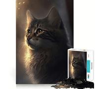 Jigsaw Puzzle1000 Pieces Cat in The Shadows Neat Cut Decor Brain Game Gift Calm Game Time Birthday Activity (38x52cm)