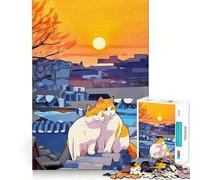 Jigsaw Puzzle1000 Pieces Cats in Cityscape at Sunset Fine Edge Craft Smart Mind Activity Relax Game Play Christmas Fun Gift (50x75cm)
