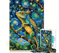 Jigsaw Puzzle1000 Pieces Chameleon in Starry Night Fine Edge Craft Smart Mind Activity Relax Game Play Christmas Fun Gift (38x26cm)