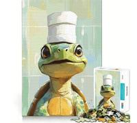 Jigsaw Puzzle1000 Pieces Chef Turtle Illustration Fine Edge Craft Smart Mind Activity Relax Game Play Christmas Fun Gift (38x26cm)