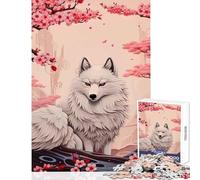 Jigsaw Puzzle1000 Pieces Cherry Blossom Wolf Animal Jigsaw Puzzles for Adults Family Activities Train Your Brain And Hands Stress Reduction Gifts (38x26cm)