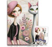 Jigsaw Puzzle1000 Pieces Chic Parisian Cat Lady Difficult Hard Gift For Birthdays for And 14 Years And over (size 50x75cm)