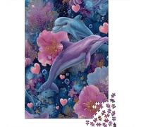 Jigsaw Puzzle1000 Pieces Colorful Dolphins Art Print-1 Adult Jigsaw Puzzle Anti-Stress Toys Staycation Kill Time Unique Gifts for Birthday And Christmas 38x26cm/1000pcs