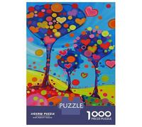 Jigsaw Puzzle1000 Pieces Colorful Heart Trees Painting Adult Jigsaw Relaxing Games Staycation Kill Time Unique Gifts for Birthday And Christmas 38x26cm/1000pcs