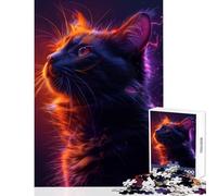 Jigsaw Puzzle1000 Pieces Colorful Neon Cat Jigsaws for Adults Puzzle Family Activities Help The Brain Exercise Addictive Toys to Cultivate Patience (50x75cm)