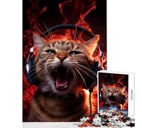 Jigsaw Puzzle1000 Pieces Cool Cat Listen to Music Jigsaws for Adults Puzzle Stress Reliever Difficult And Challenge Toy Intellectual Game (50x75cm)