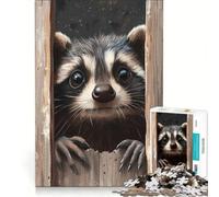 Jigsaw Puzzle1000 Pieces Curious Raccoon, Toy Wall Decor, Fun at Home Activities, Artists Collection, Fine Art 38x52cm