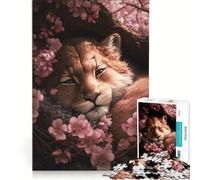 Jigsaw Puzzle1000 Pieces Cute Lion Cub Sleeping, Toy Wall Decor, Fun at Home Activities, Artists Collection, Fine Art 38x52cm