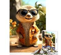 Jigsaw Puzzle1000 Pieces Cute Meerkat Erdmaennchen Puzzles for Teenagers Hand Speed Race for Birthday, Chrismas Brain Intelligence Challenge Addictive Toys (38x26cm)