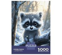 Jigsaw Puzzle1000 Pieces Cute Raccoon in Winter Adult Jigsaw Puzzle Hands-on Game For Family Fun Unique Gifts for Birthday And Christmas 52x38cm/1000pcs
