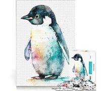Jigsaw Puzzle1000 Pieces Cute Watercolour Penguin, Toy Wall Decor, Fun at Home Activities, Artists Collection, Fine Art 38x52cm
