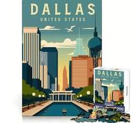 Jigsaw Puzzle1000 Pieces Dallas Texas United States Perfect Cut Fun Mind Challenge Toy Cozy Fun Time Birthday Activity (38x52cm)