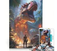 Jigsaw Puzzle1000 Pieces Dinosaur Confrontation Family Games Birthday Present with Matching Poster And Trivia Sheet 38x26cm