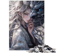 Jigsaw Puzzle1000 Pieces Dragon Samurai Girl Educational Challenge But Fun And Humorous Anti-Stress Toys for Ages 14 And over (38x52cm)