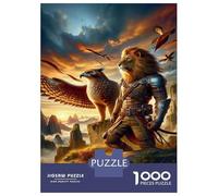 Jigsaw Puzzle1000 Pieces Fantasy Lion Warrior with Eagle Adult Jigsaw Relaxing Games Staycation Kill Time Unique Gifts for Birthday And Christmas 38x26cm/1000pcs