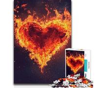Jigsaw Puzzle1000 Pieces Flaming Heart Perfect Decoration Art Work Gift for And from 14 Years And over (size 50x75cm)