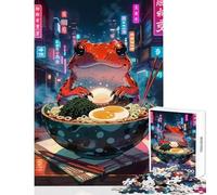 Jigsaw Puzzle1000 Pieces Frog Eating Ramen Jigsaws for Adults Puzzle Hand Speed Race for Birthday, Chrismas Family Fun & Game Night (38x26cm)