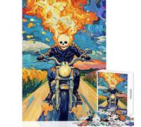 Jigsaw Puzzle1000 Pieces Ghost Rider Motorcycle Relax Games Precision Cutting Toy Wall Decor Deal As Gifts for The Whole Family (38X52cm)