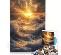 Jigsaw Puzzle1000 Pieces Golden Sunset Over Ocean Waves, Relax Games, Decompressing Intellectual, Artists' Collection, Fine Arts (38x26cm)