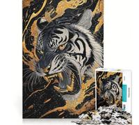 Jigsaw Puzzle1000 Pieces Golden Tiger Roar, Relax Games, Decompressing Intellectual, Artists' Collection, Fine Arts (38x26cm)