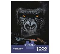 Jigsaw Puzzle1000 Pieces Gorilla Smoking Cigar Adult Jigsaw Puzzle Anti-Stress Toys Staycation Kill Time Unique Gifts for Birthday And Christmas 38x26cm/1000pcs