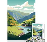 Jigsaw Puzzle1000 Pieces Green Hills River Jigsaws for Adults Puzzle Stress Reliever Difficult And Challenge Toy Intellectual Game (50x75cm)