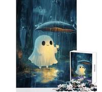 Jigsaw Puzzle1000 Pieces Halloween Ghost in The Rain Jigsaws for Adults Puzzle Hand Speed Race for Birthday, Chrismas Family Fun & Game Night (38x26cm)