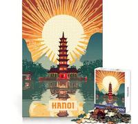 Jigsaw Puzzle1000 Pieces Hanoi Perfect Cut Fun Mind Challenge Toy Cozy Fun Time Birthday Activity (50x75cm)
