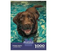 Jigsaw Puzzle1000 Pieces Happy Labrador Swimming Adult Jigsaw Puzzle Hands-on Game For Family Fun Unique Gifts for Birthday And Christmas 38x26cm/1000pcs