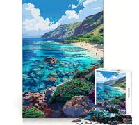 Jigsaw Puzzle1000 Pieces Hawaii Kauai Pixel Art Perfect Cut Fun Mind Challenge Toy Cozy Fun Time Birthday Activity (38x26cm)