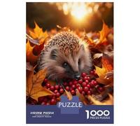 Jigsaw Puzzle1000 Pieces Hedgehog in Autumn Leaves Adult Jigsaw Relaxing Games Staycation Kill Time Unique Gifts for Birthday And Christmas 52x38cm/1000pcs