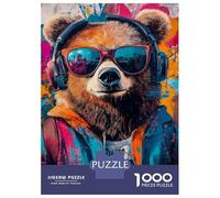 Jigsaw Puzzle1000 Pieces Hipster Bear Art Print Adult Jigsaw Relaxing Games Staycation Kill Time Unique Gifts for Birthday And Christmas 70x50cm/1000pcs